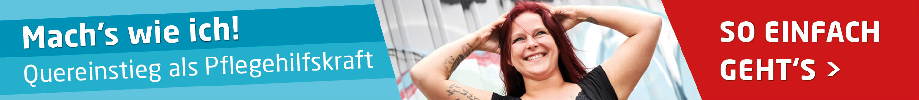 Banner über Quereinstieg als Pflegehilfskraft